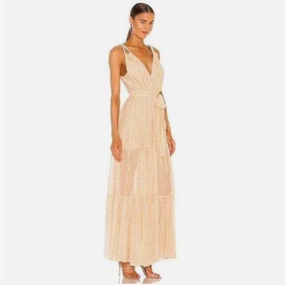 Sabina Musayev V-Neck Lorelai Silk Open Back Maxi Dress - Picture 1 of 5
